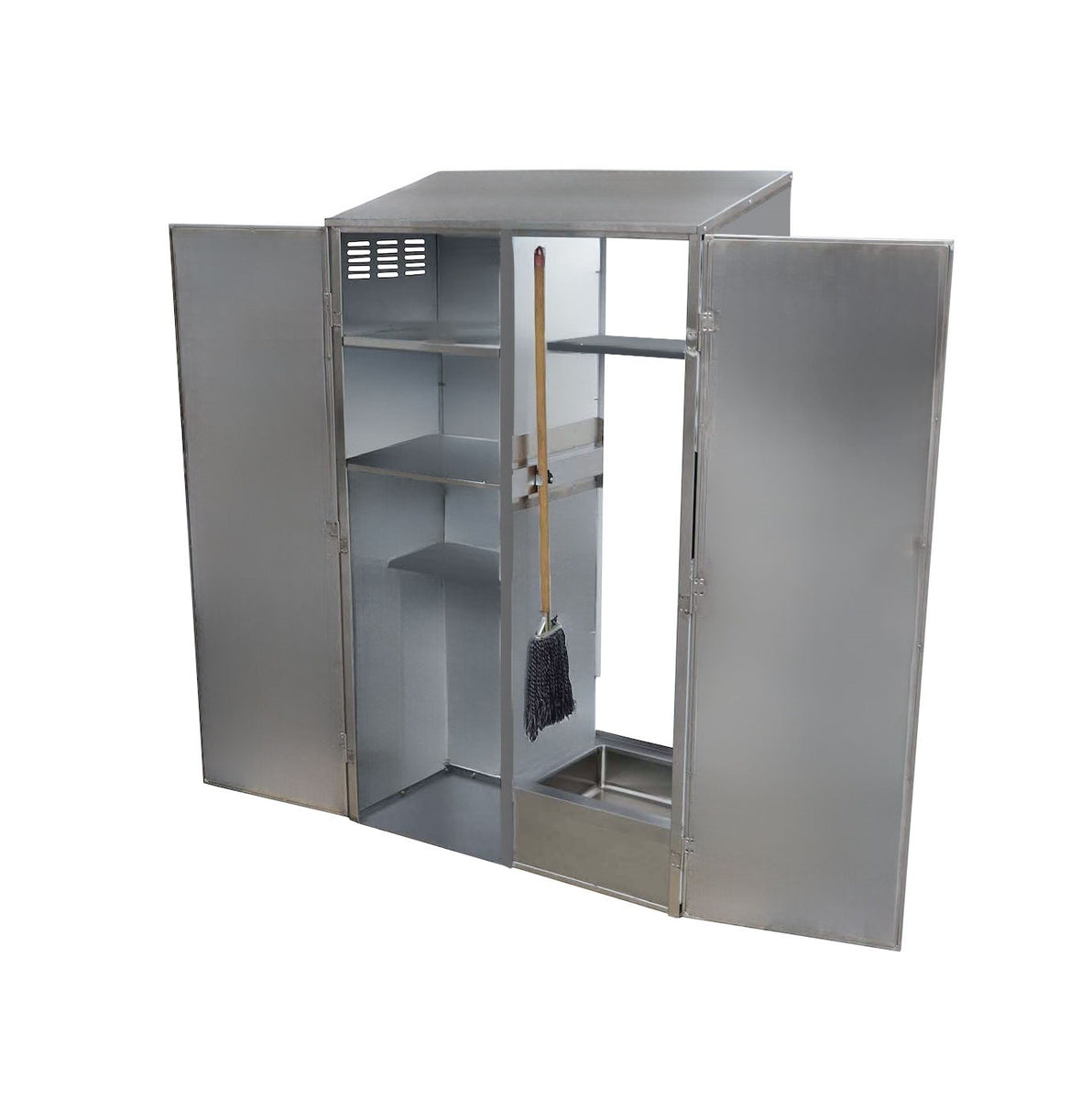 Omcan 48232 50 In. Janitor Cabinet with Right Mop Sink, Service Faucet and Hose, 304 Stainless Steel