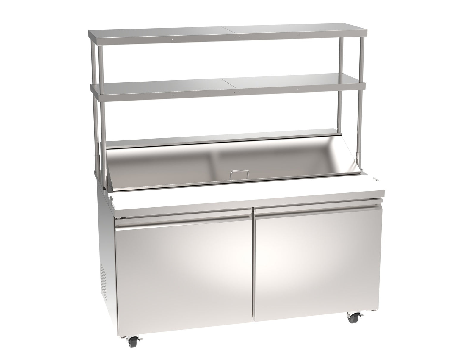 Omcan 48300 60 In. Double Deck Overshelf, 18-Gauge 304 Stainless Steel, for Prep Table 50047