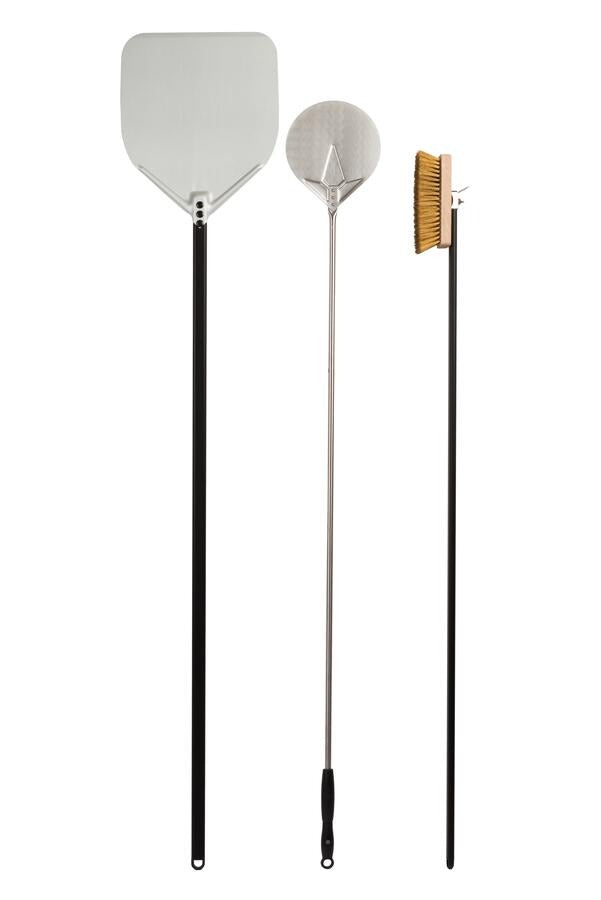 Omcan 48463 3 Piece Pizza Oven Tool Set with Two Pizza Shovels and Oven Brush
