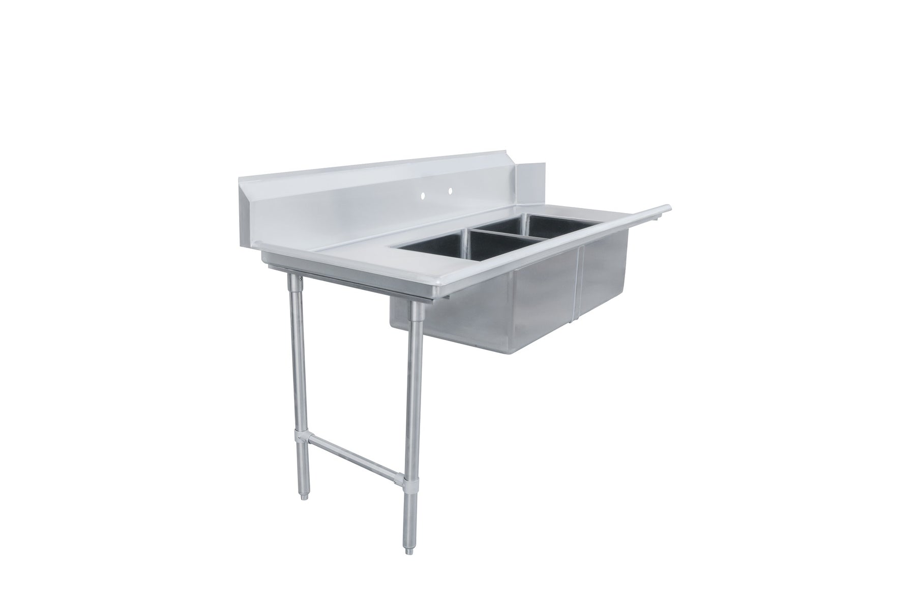 Omcan 48485 72 In. Left Side Soiled Dish Table with Two Pre-Rinse Sinks, 16-Gauge 304 Stainless Steel