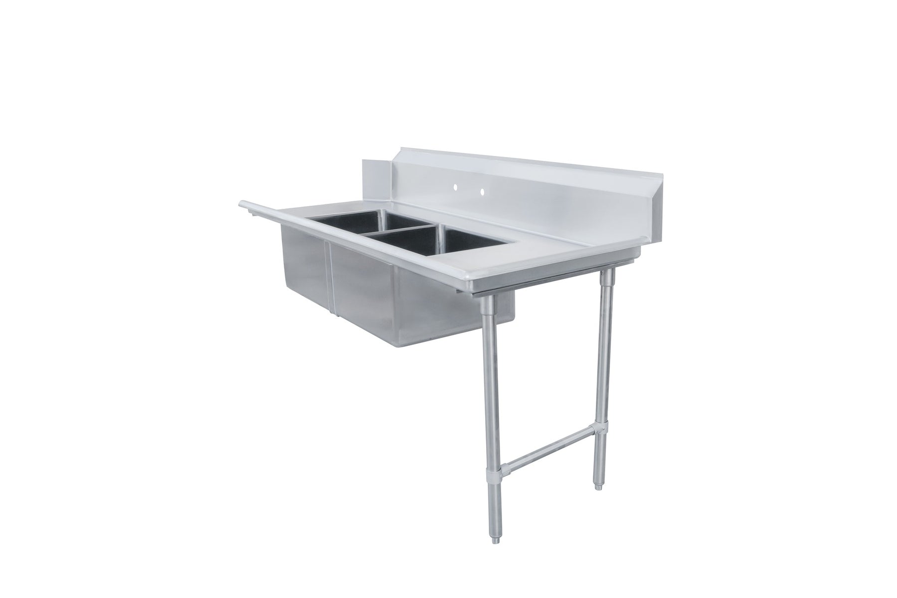 Omcan 48486 72 In. Right Side Soiled Dish Table with Two Pre-Rinse Sinks, 16-Gauge 304 Stainless Steel
