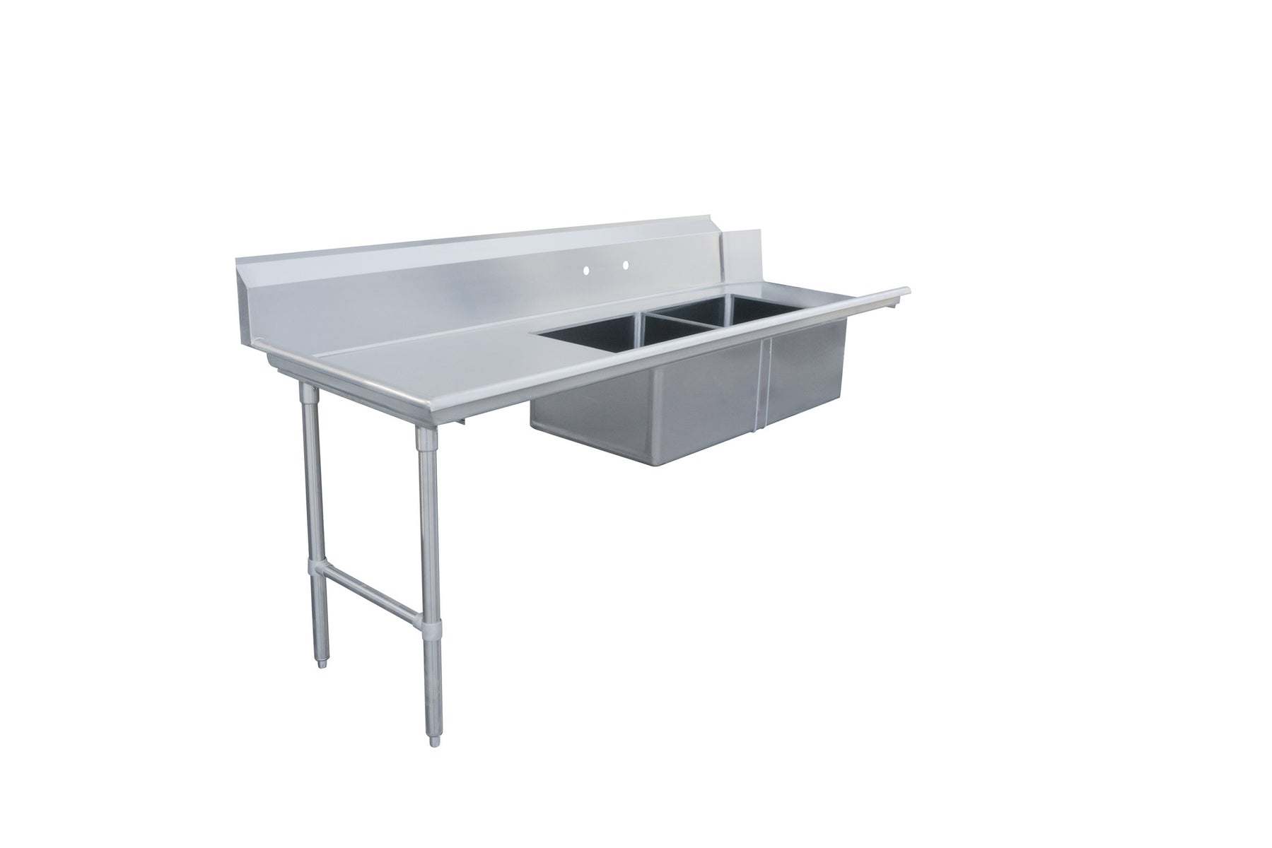Omcan 48487 84 In. Left Side Soiled Dish Table with Two Pre-Rinse Sinks, 16-Gauge 304 Stainless Steel