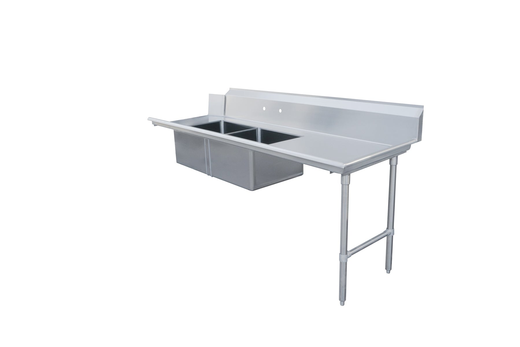 Omcan 48488 84 In. Right Side Soiled Dish Table with Two Pre-Rinse Sinks, 16-Gauge 304 Stainless Steel