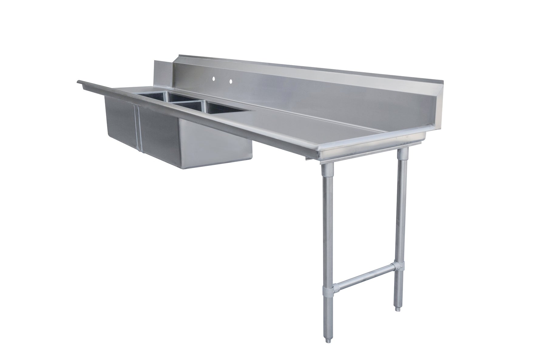 Omcan 48492 108 In. Right Side Soiled Dish Table with Two Pre-Rinse Sinks, 16-Gauge 304 Stainless Steel