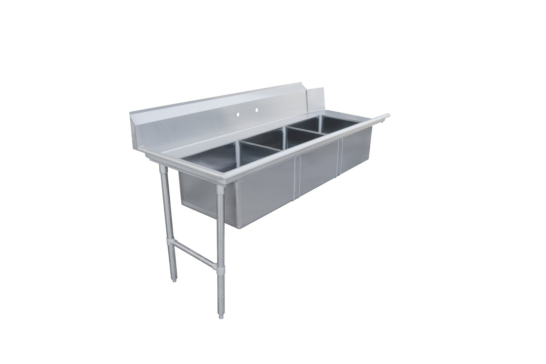 Omcan 48495 72 In. Left Side Soiled Dish Table with Three Pre-Rinse Sinks, 16-Gauge 304 Stainless Steel, 10-3/4 In. Backsplash