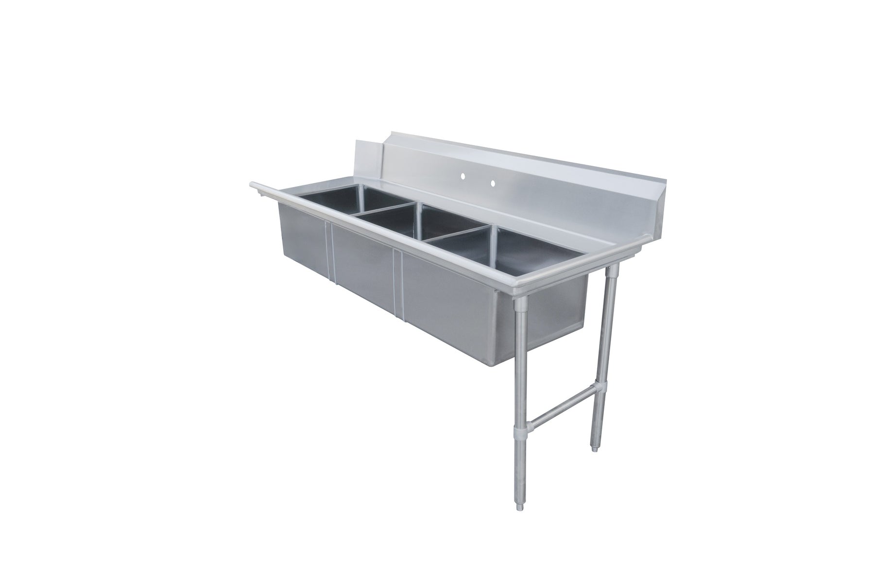 Omcan 48496 72 In. Right Side Soiled Dish Table with Three Pre-Rinse Sinks, 16-Gauge 304 Stainless Steel, 10-3/4 In. Backsplash