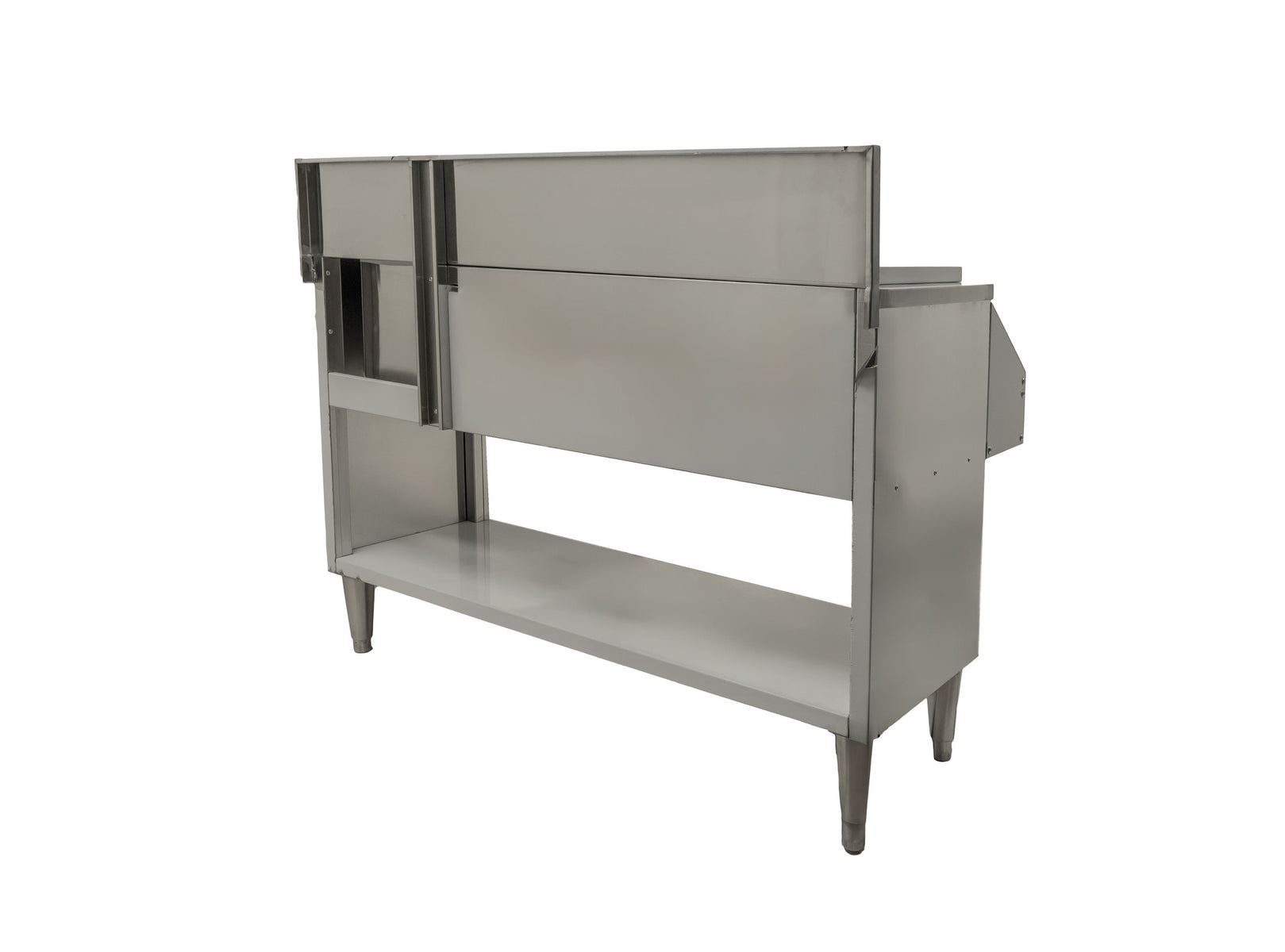 Omcan 48619 60 In. Cocktail Mix Unit, 44 In. Ice Bin with Sliding Cover, Wet Waste Sink, Speed Rail