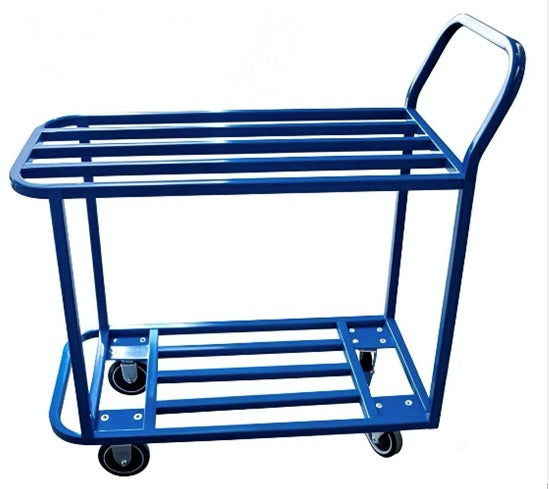 Omcan 48655 36 x 18 In. All Welded Stocking Cart, Powder Coated Blue, 2 Slatted Shelves