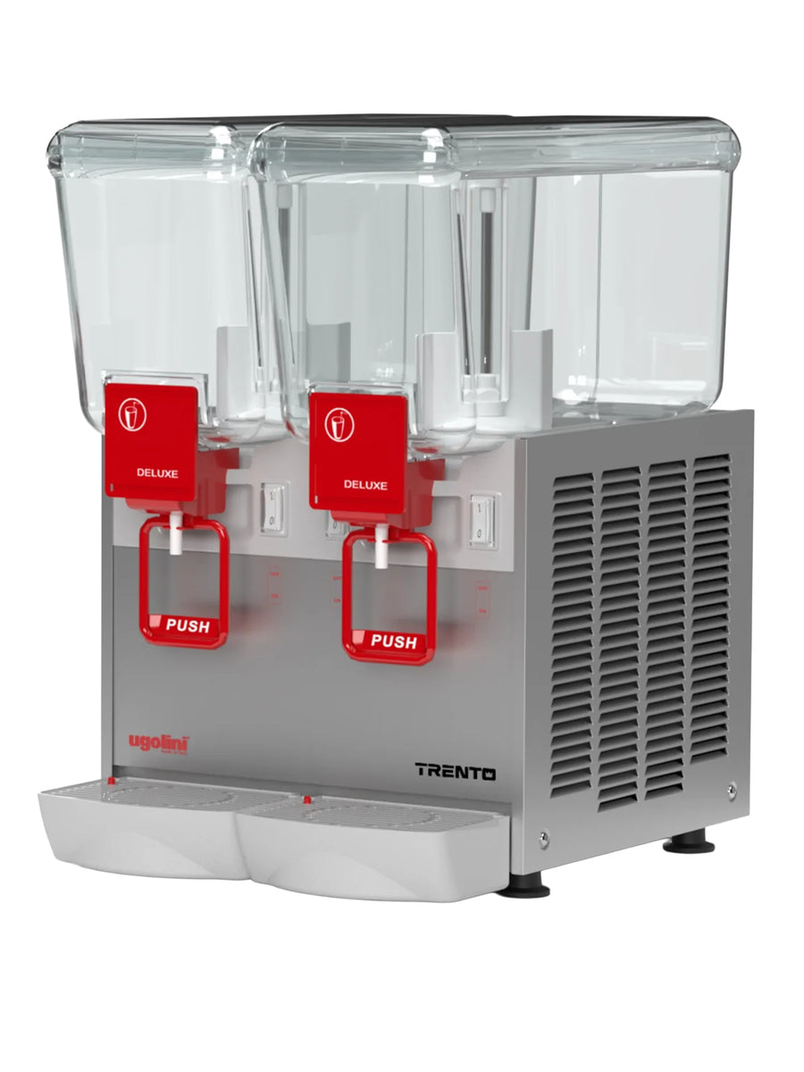 Omcan 49026 Ugolini Arctic Deluxe Double 3.17 Gal Bowl Juice Dispenser, Agitator Stirring, Stainless Steel Unibody
