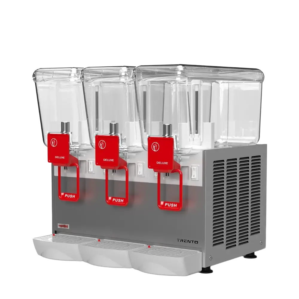 Omcan 49027 Ugolini Arctic Deluxe Triple 3.17 Gal Bowl Juice Dispenser, Agitator Stirring, Stainless Steel Unibody