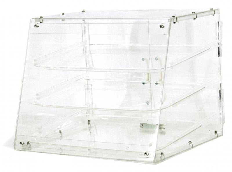 Omcan 80568 21 In. Acrylic Display Case, 3 Removable Trays, Magnetic Rear Doors