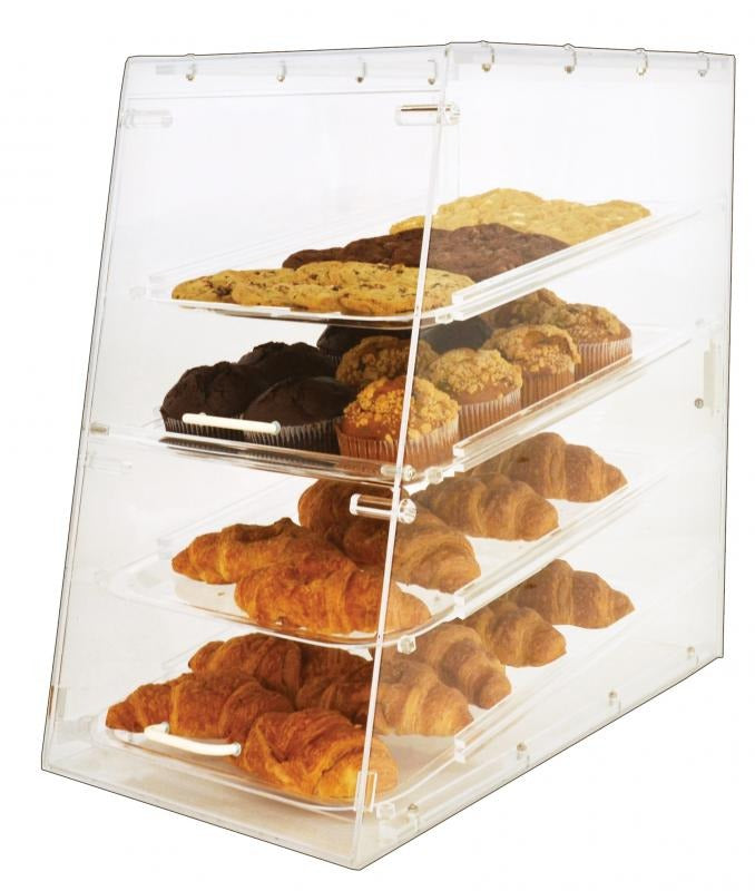 Omcan 80569 14 In. Acrylic Display Case, 4 Removable Trays, Front and Rear Access Doors