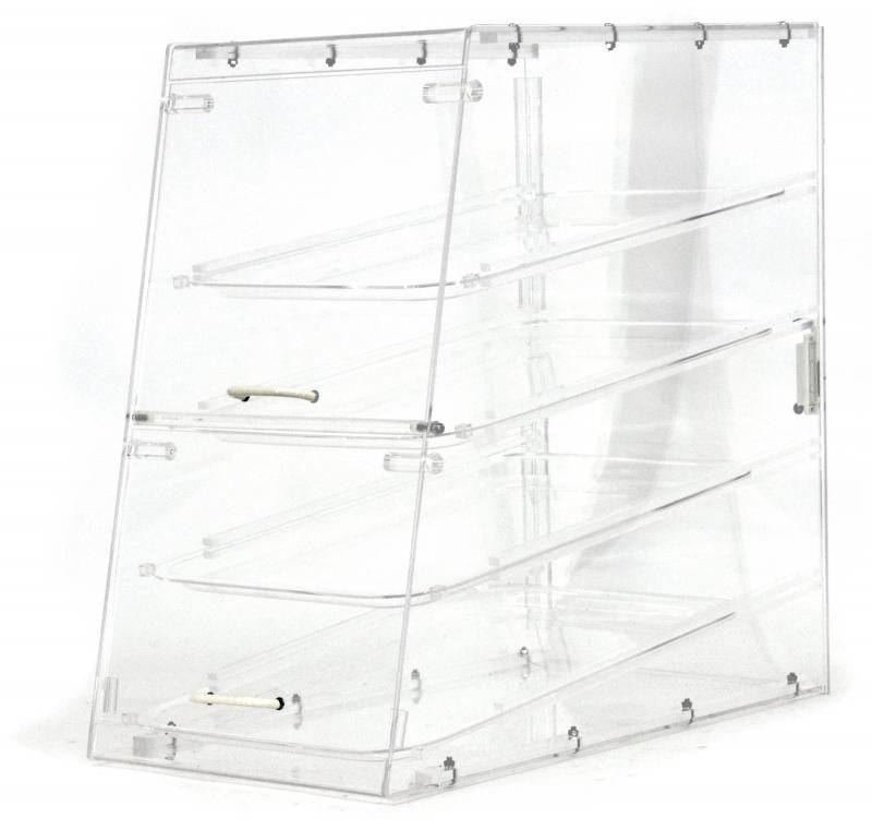 Omcan 80569 14 In. Acrylic Display Case, 4 Removable Trays, Front and Rear Access Doors