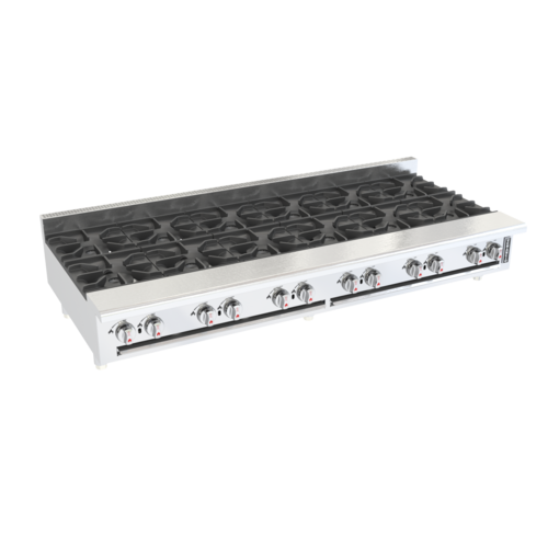 Venancio R72CT-72B 72 In. Restaurant Series Countertop Gas Hotplate, 12 Non-Clog Burners, Standing Pilots, 384,000 BTU