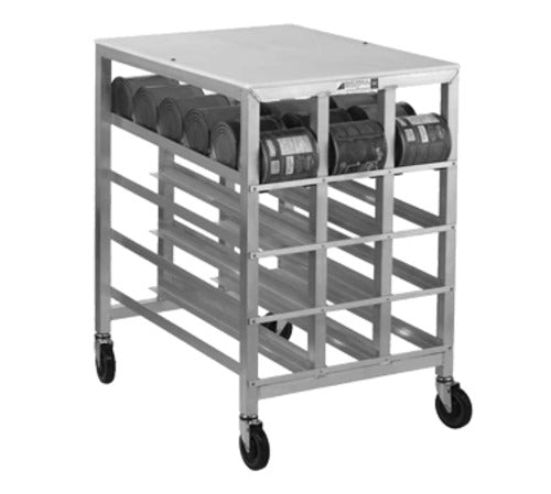 Alexander Industries CR-424 28 In. 54-Can Work Table Height Can Dispenser Rack, 3/4 In. Cutting Board Top, Mobile, Welded Aluminum