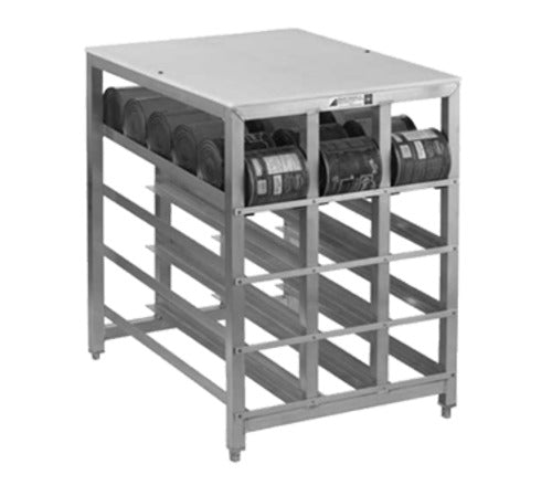 Alexander Industries CR-425 28 In. 72-Can Work Table Height Can Dispenser Rack, 3/4 In. Cutting Board Top, Stationary, Welded Aluminum