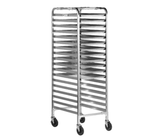Alexander Industries E-401 20 In. 18-Pan End Loading Bun Pan Rack, 3 in. Slide Spacing, Mobile, Aluminum