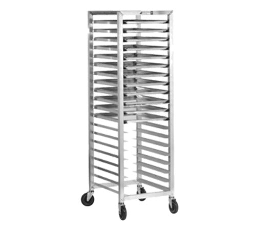 Alexander Industries HDE-400 21 In. 12-Pan Heavy Duty End Loading Bun Pan Rack, 5 In. Slide Spacing, Mobile, 1,200 lb Load Capacity, All Welded Aluminum