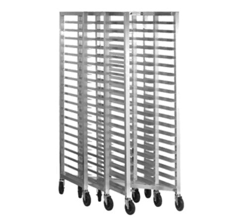 Alexander Industries HDE-402-NESTING 21 In. 20-Pan Heavy Duty Nesting End Loading Bun Pan Rack, 3 In. Slide Spacing, Mobile, 1,200 lb Load Capacity, All Welded Aluminum