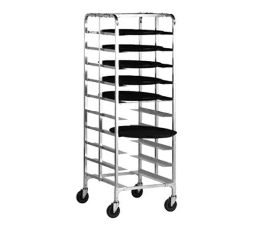 Alexander Industries OV-701 25 In. 10-Tray Mobile Oval Tray Rack for 23 In. Oval Trays, 6 In. Slide Spacing, Welded Aluminum