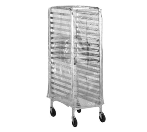 Alexander Industries SRC-1826 23 In. x 28 In. x 58 In. Sanitary Rack Cover for E-401 Bun Pan Rack, Clear Vinyl, 4 Zippers