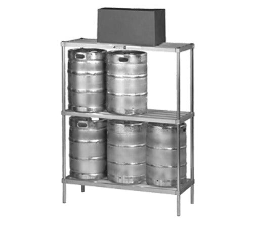 Alexander Industries SUK-48 48 In. x 20 In. 6-Keg Keg Rack, 2 Shelves, Knocked Down, Aluminum