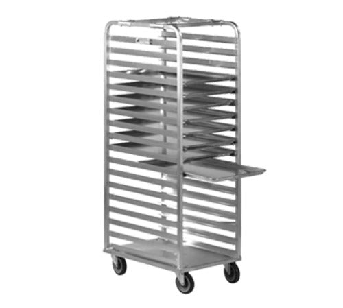 Alexander Industries R-300 21 In. 11-Pan Roll-In Refrigerator Rack, 5 in. Slide Spacing, Solid Bottom, Mobile, Aluminum