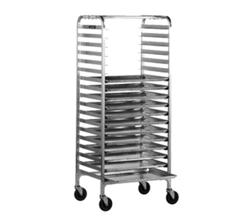 Alexander Industries S-413 28 In. 24-Pan Side Loading Bun Pan Rack, 2 in. Slide Spacing, Mobile, Aluminum