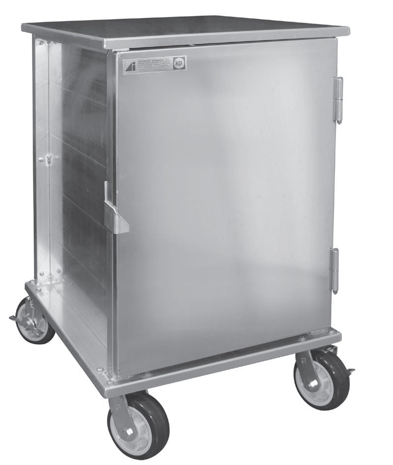 Alexander Industries A-TR600-1/2 26 In. 12-Tray Half-Height Room Service Tray Transport Cabinet, 5 In. Tray Support Spacing, Mobile, Welded Aluminum