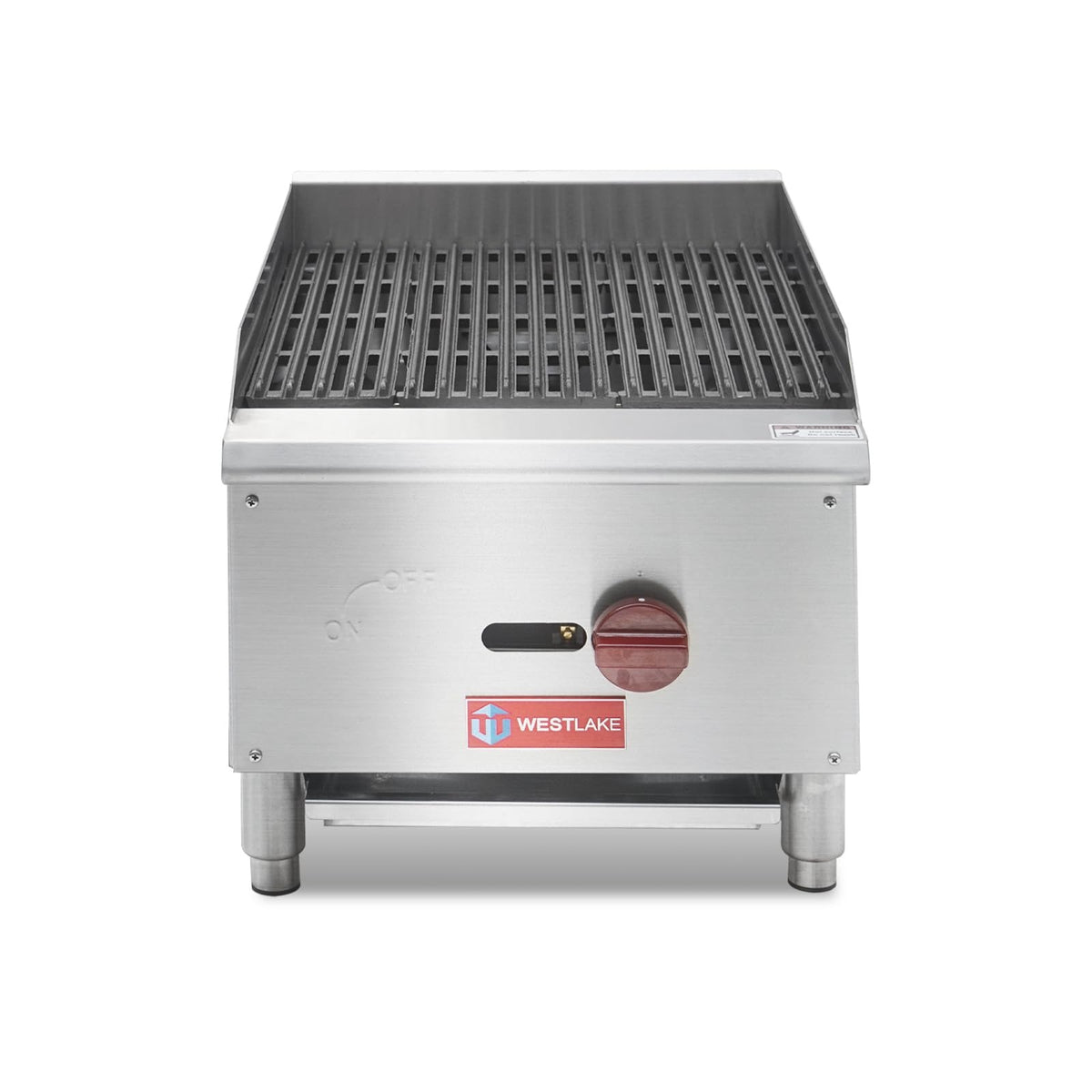 Westlake ECB-16S 16 In. Countertop Gas Radiant Charbroiler, 1 Burner, 30,000 BTU, Cast Iron Grate, Manual Controls