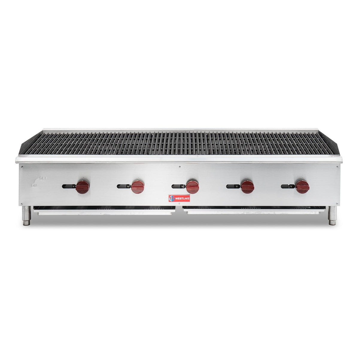 Westlake ECB-60S 59 In. Countertop Gas Radiant Charbroiler, 5 Burners, 150,000 BTU, Cast Iron Grate, Manual Controls