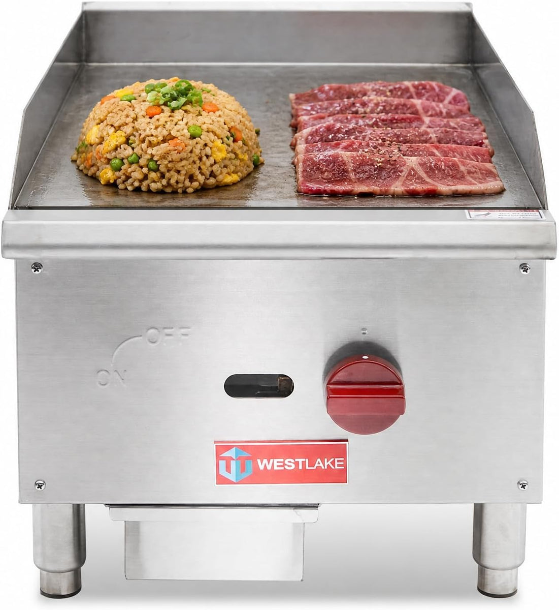 Westlake EGG16S 16 In. Countertop Manual Gas Griddle, 5/8 In. Plate, 1 Burner, 30,000 BTU
