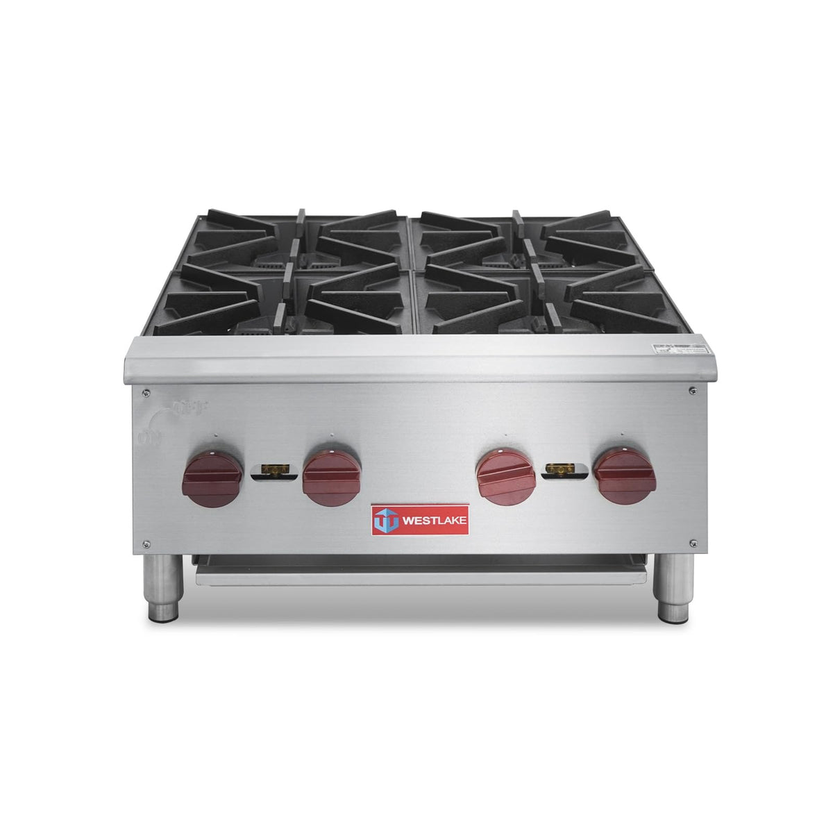 Westlake EHP-4S 24 In. Countertop Gas Hot Plate, 4 Burners, 100,000 BTU, Cast Iron Grates