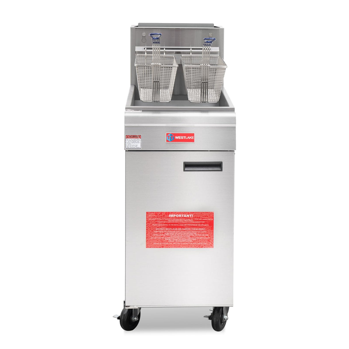 Westlake GF120 15.5 In. Natural Gas Floor Fryer, 120,000 BTU, Stainless Steel Vat, Robertshaw Thermostat