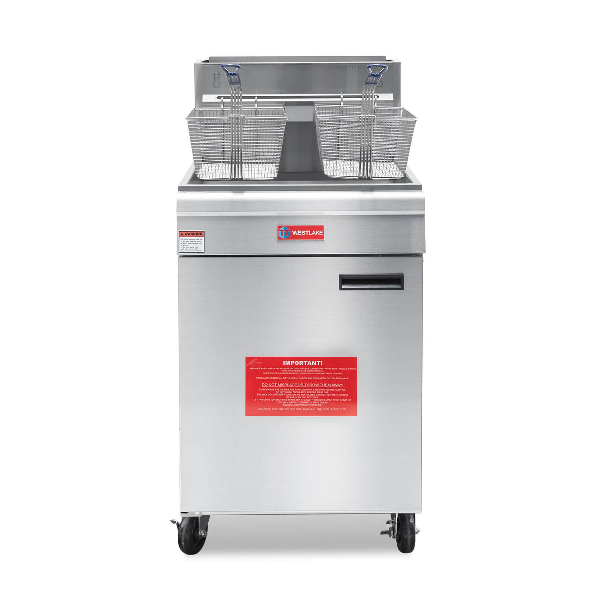Westlake GF150 21 In. Natural Gas Floor Fryer, 150,000 BTU, Stainless Steel Vat, Robertshaw Thermostat