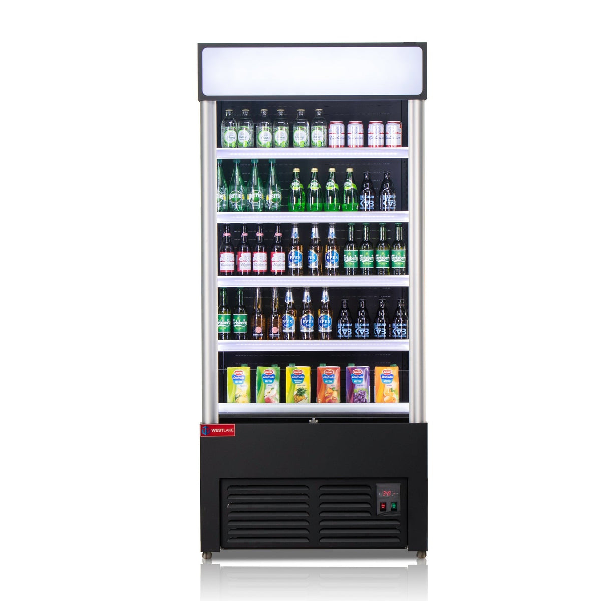 Westlake LD3-2Z-C2 35 In. Open Air Merchandiser, 25.5 Cu. Ft., 4 Adjustable Shelves, Night Cover