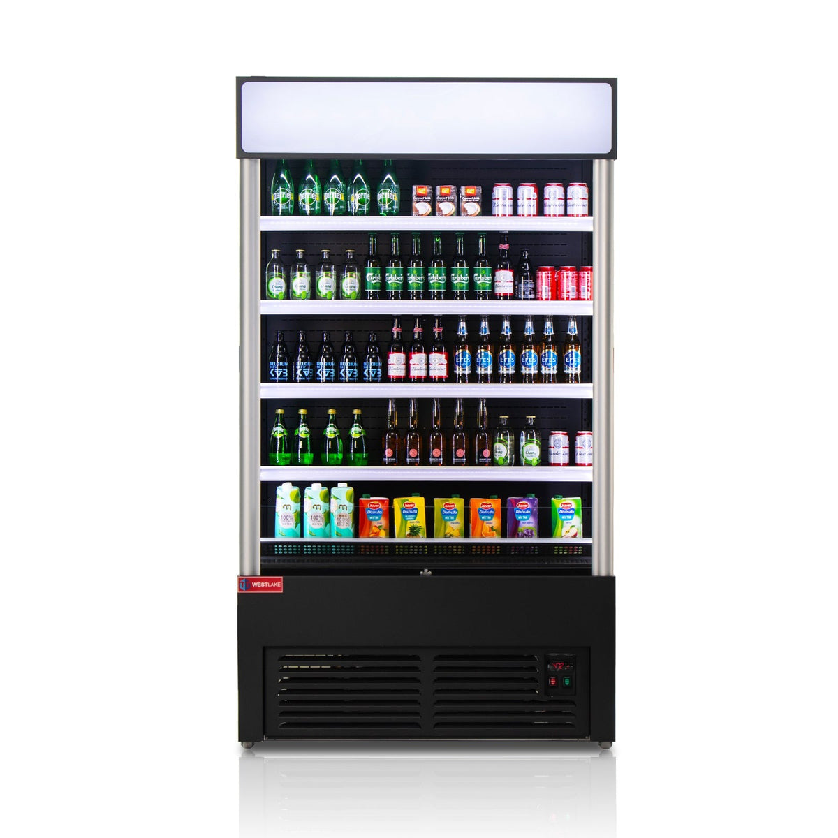 Westlake LD3-2Z-C4 46 In. Open Air Merchandiser, 24 Cu. Ft., 4 Adjustable Shelves, Night Cover