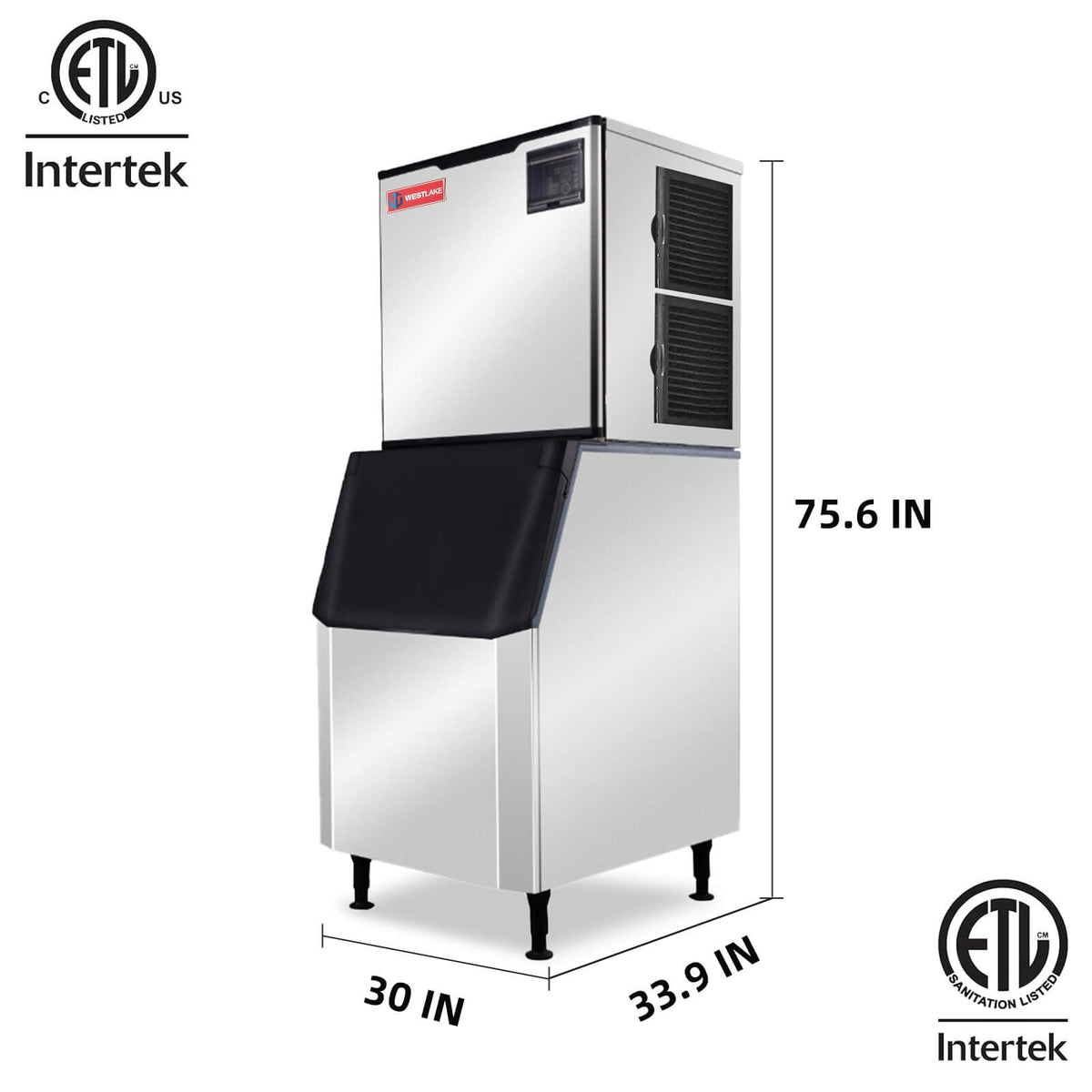 Westlake SK-1029 1,000 lb. Ice Machine with Bin, Full Cube, Air Cooled, 440 lb. Storage