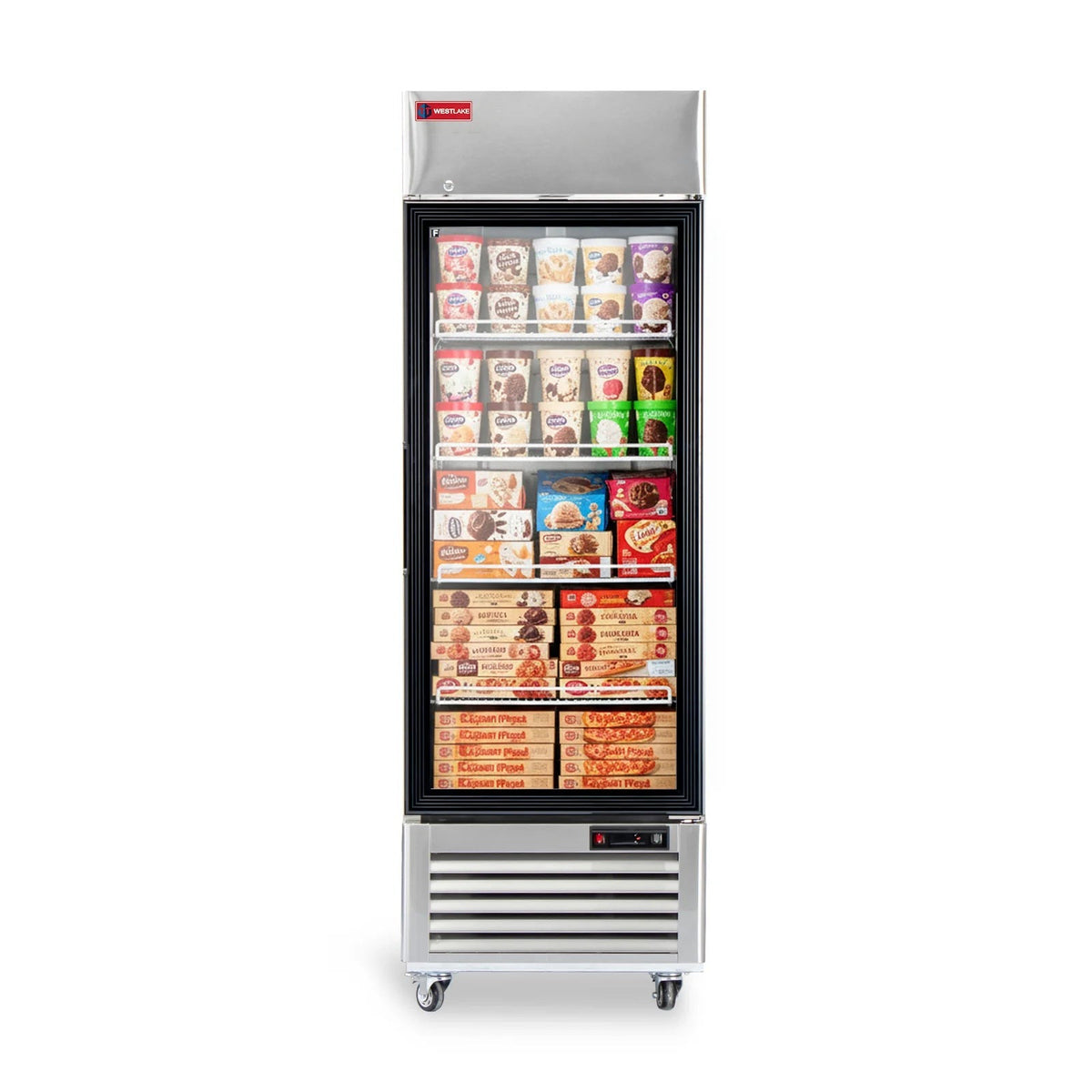 Westlake WK-23FG 27 In. Single Glass Door Merchandiser Freezer, 23 Cu. Ft., Stainless Steel, R290
