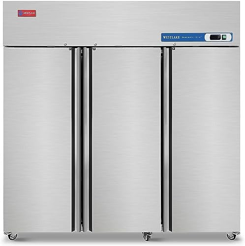 Westlake WK-72F 73 In. Three-Section Reach-In Freezer, 3 Solid Doors, Stainless Steel, 54 Cu. Ft.