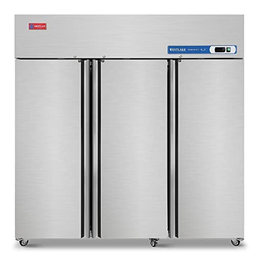 Westlake WK-72R 73 In. Three-Section Reach-In Refrigerator, 3 Solid Doors, Stainless Steel, 54 Cu. Ft.