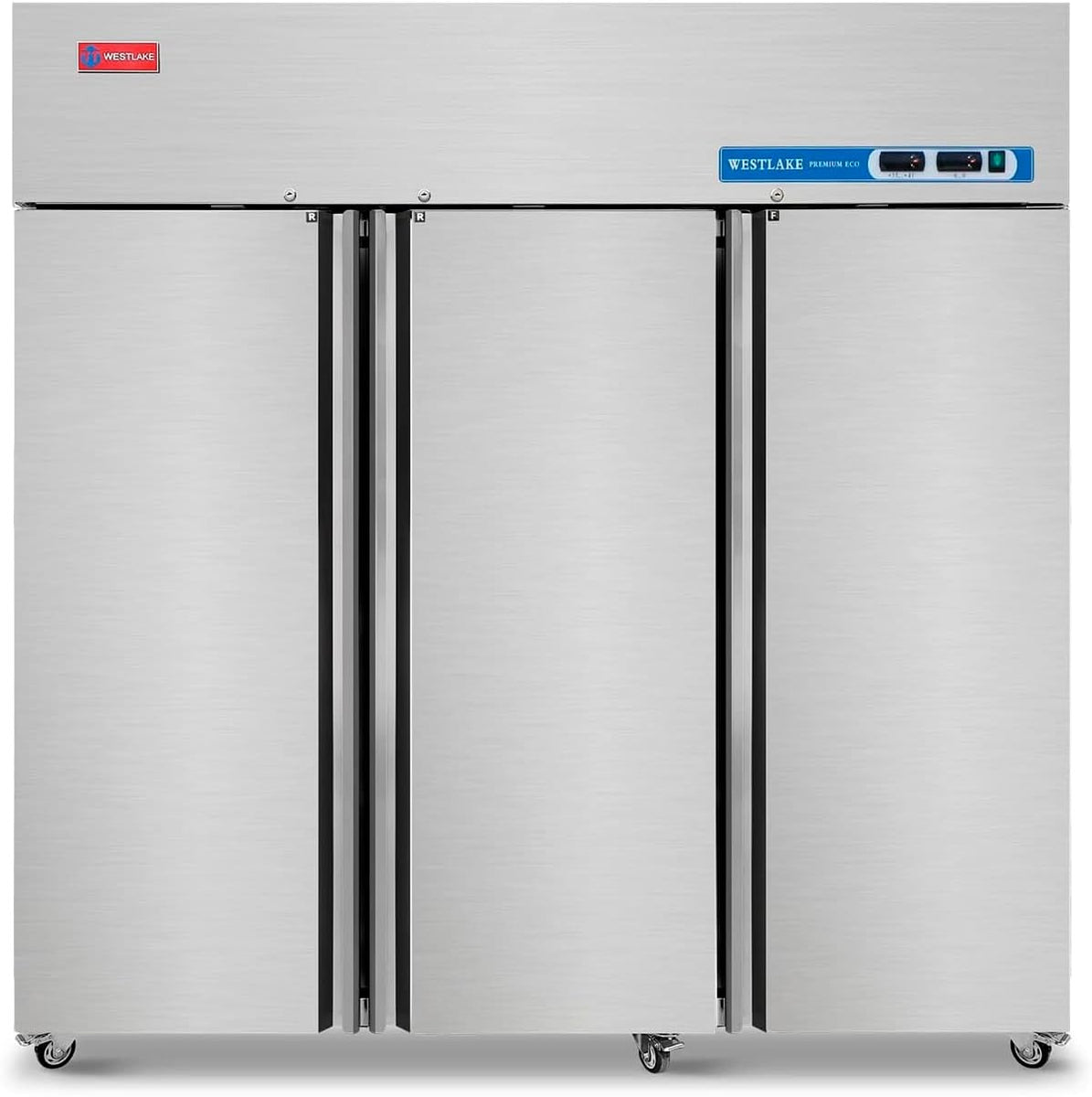 Westlake WK-72RF 73 In. Dual Temperature Reach-In Refrigerator Freezer Combo, 3 Solid Doors, Stainless Steel, 54 Cu. Ft.