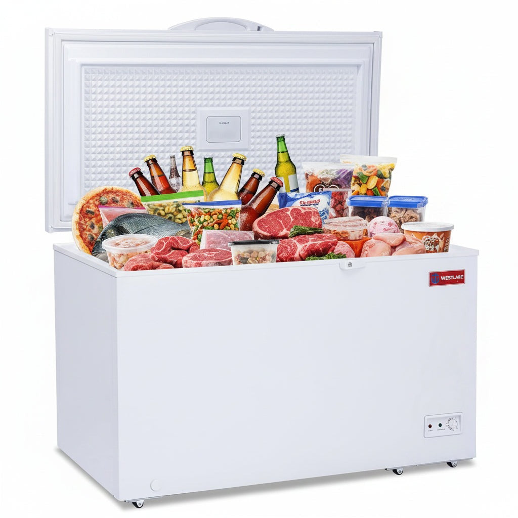 Westlake WK-BD355 12.2 Cu. Ft. Chest Freezer, Solid Hinged Lid, Lock, LED Light