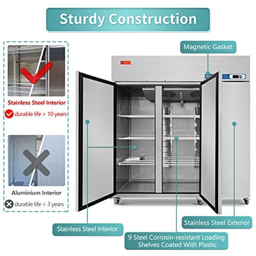 Westlake WK-72F 73 In. Three-Section Reach-In Freezer, 3 Solid Doors, Stainless Steel, 54 Cu. Ft.