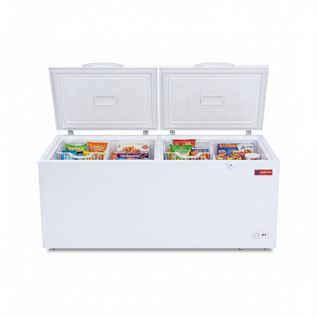 Westlake WK-BD600 20.4 Cu. Ft. Chest Freezer, 2 Solid Hinged Lids, Lock, LED Light