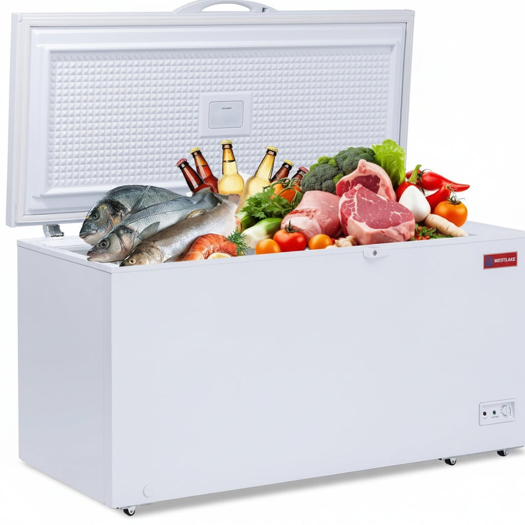 Westlake WK-BD505 17.2 Cu. Ft. Chest Freezer, Solid Hinged Lid, Lock, LED Light