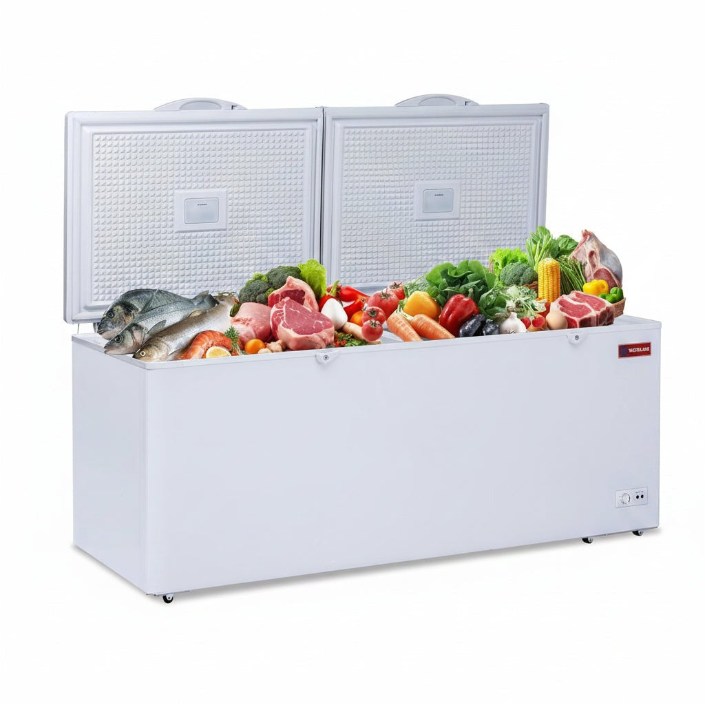 Westlake WK-BD600 20.4 Cu. Ft. Chest Freezer, 2 Solid Hinged Lids, Lock, LED Light
