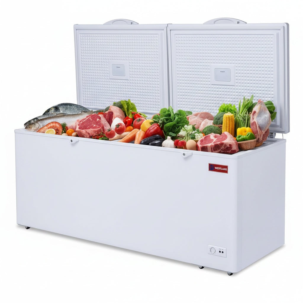 Westlake WK-BD700 23.9 Cu. Ft. Chest Freezer, 2 Solid Hinged Lids, Lock, LED Light