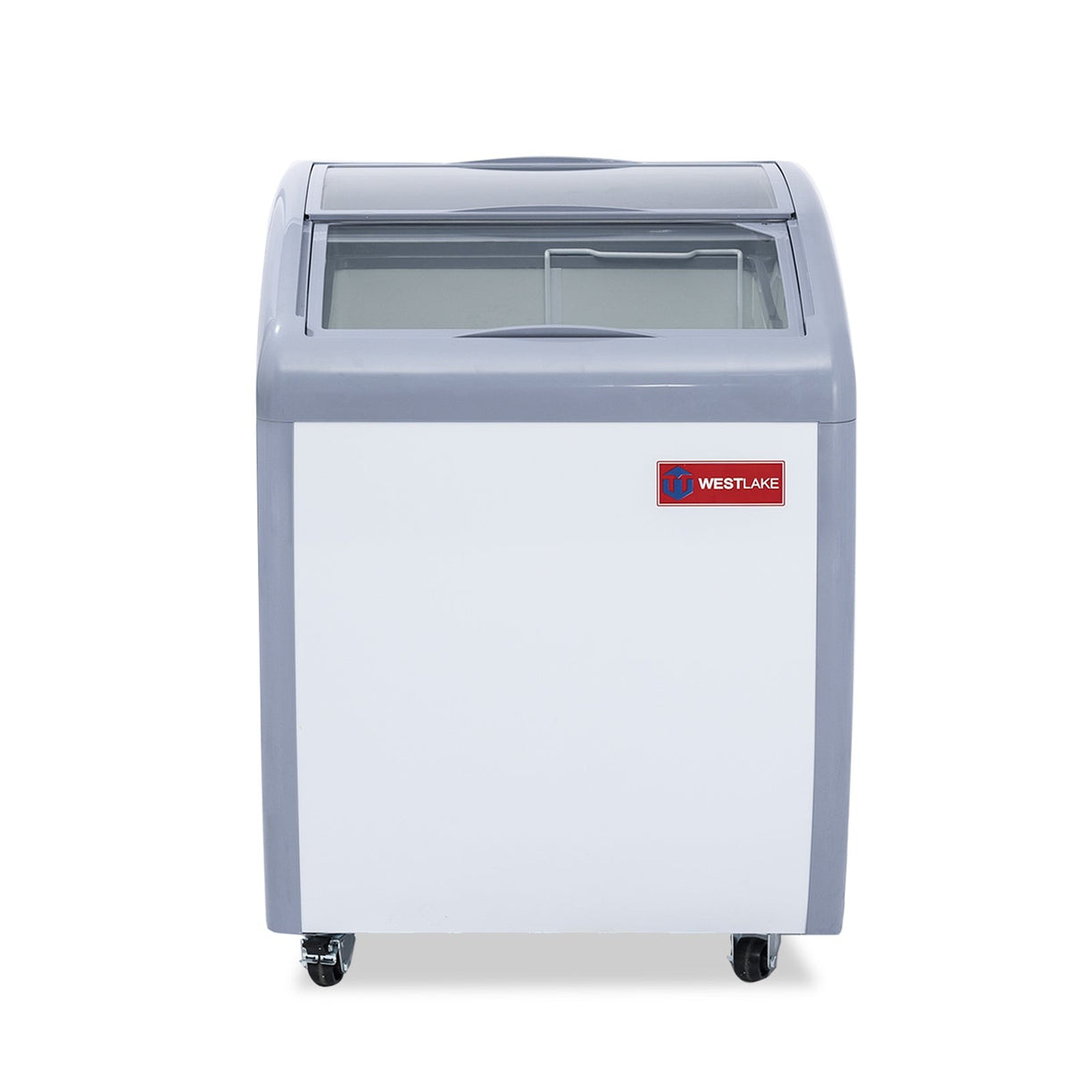 Westlake WK-SD150JY 26 In. Ice Cream Display Chest Freezer, Curved Glass Sliding Lids, 1 Basket, Casters
