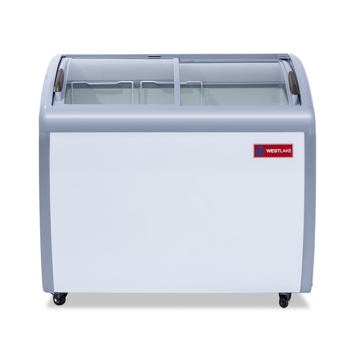 Westlake WK-SD260JY 39 In. Ice Cream Display Chest Freezer, Curved Glass Sliding Lids, 2 Baskets, Casters